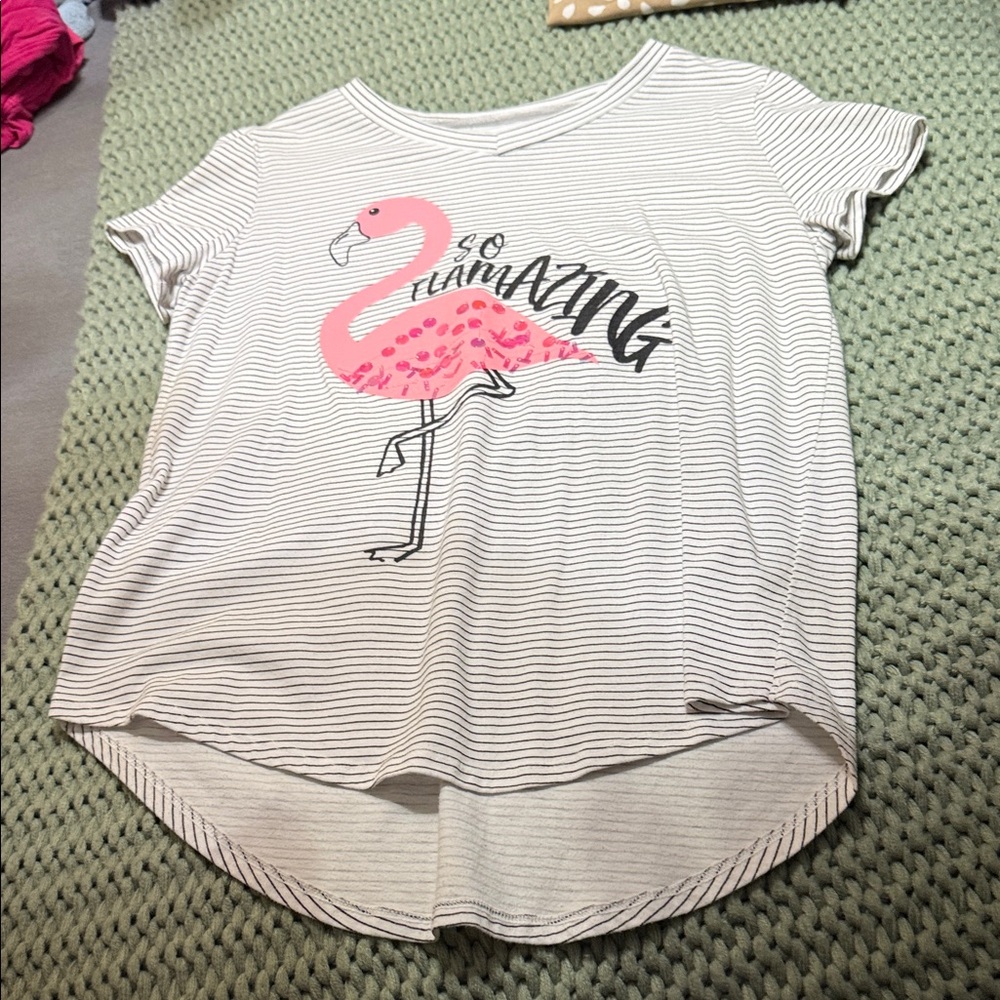 Striped Flamingo Graphic Tee
